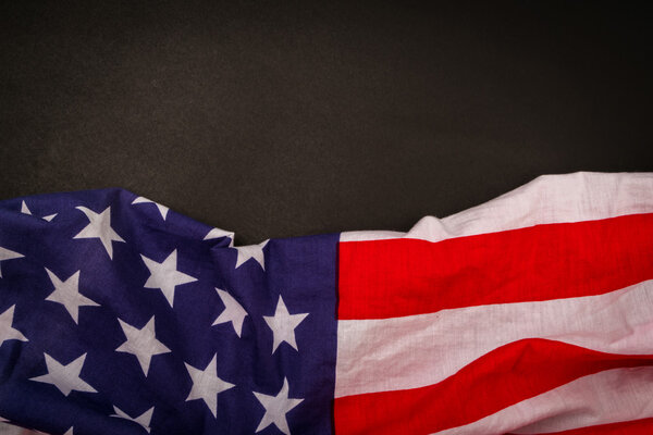 American flag on black background .