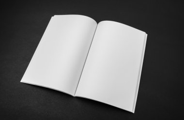 Katalog, dergi boş, sahte siyah arka plan üzerine kitap .