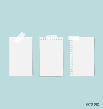Boş beyaz Not kağıtları, mesajınız için hazır. Vektör illustra