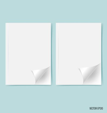 Katalog, dergi boş, sahte mavi arka plan üzerinde kitap. Vektör