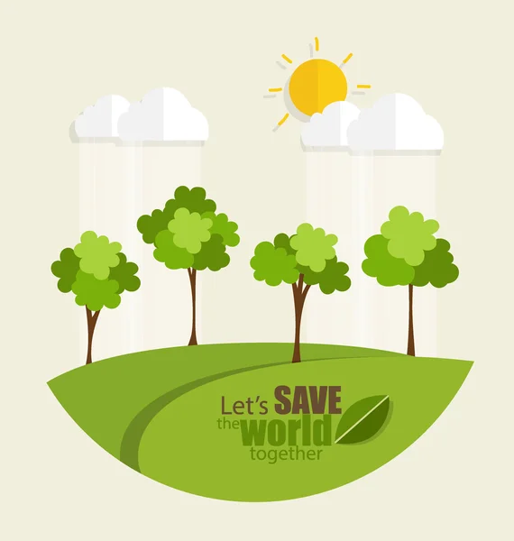 ECO AMIGO. Concepto de ecología con fondo de árbol. Vector illus — Vector de stock