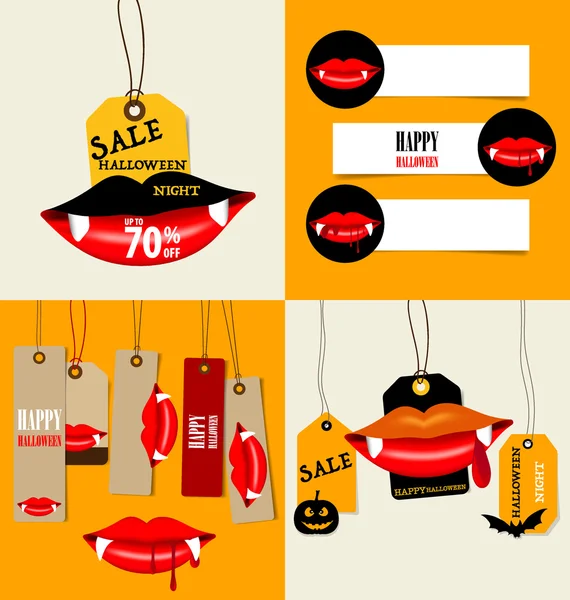 Feliz Dia das Bruxas. Venda Cupom, voucher e tag. Vector illustrati —  Vetores de Stock