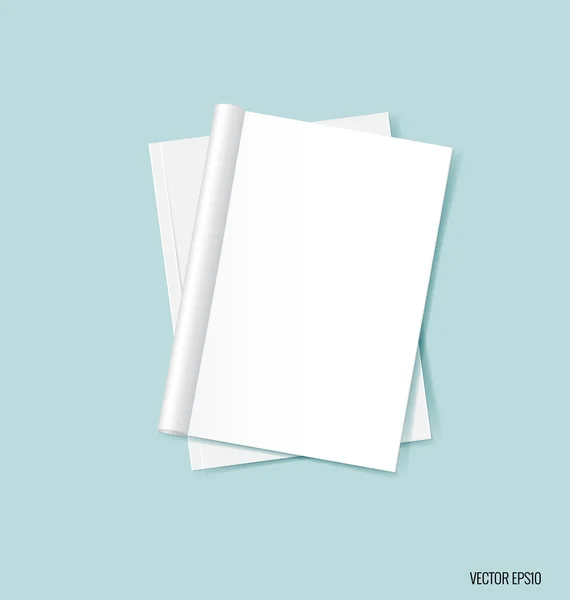 Lege catalogus, tijdschriften, boeken mock up op blauwe achtergrond. Vector — Stockvector