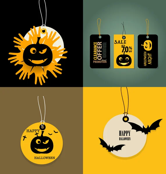 Buon Halloween. Vendita Coupon, voucher e tag. Illustri vettoriali — Vettoriale Stock