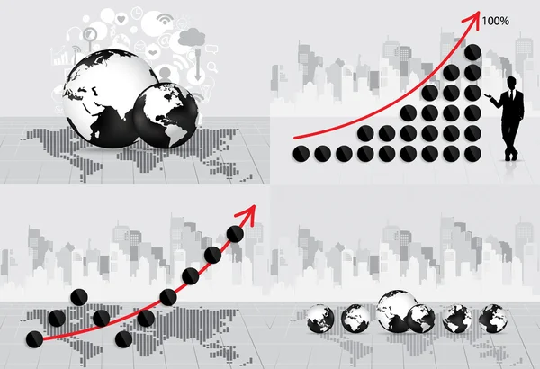 Conceito de negócio com empresário, nuvem de aplicação e modo — Vetor de Stock