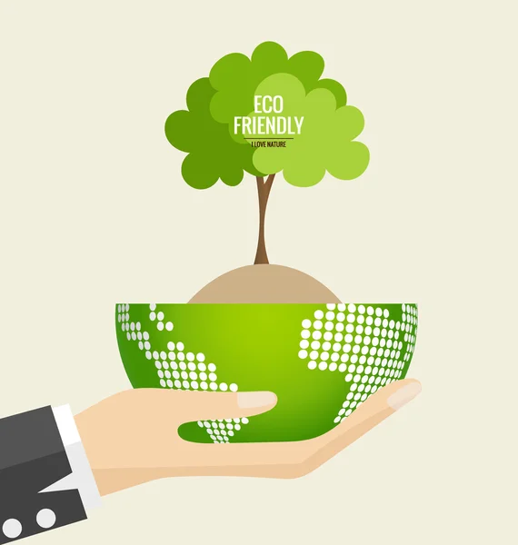 ECO FRIENDLY. Концепция экологии с Green Eco Earth and Trees. Ve — стоковый вектор