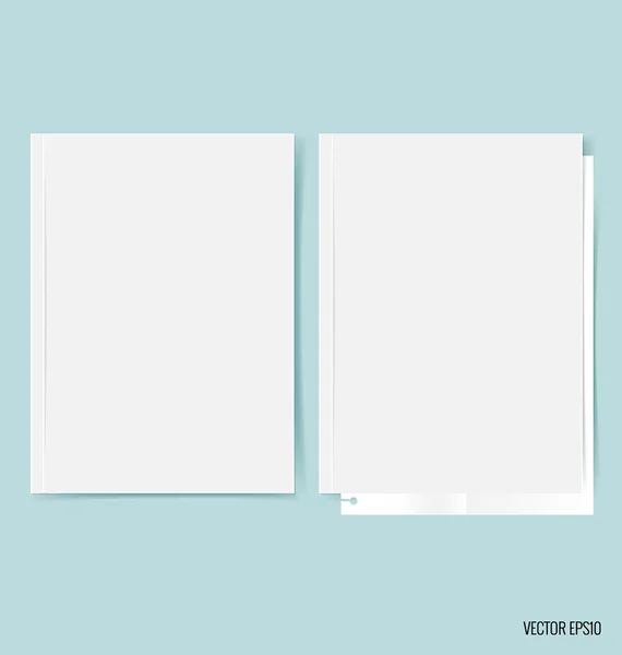 Blank catalog, magazines,book mock up on blue background. Vector — Stock Vector