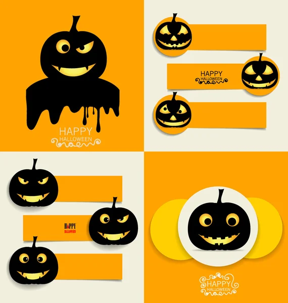 Feliz fundo de design Halloween e papel bonito nota. Vector il — Vetor de Stock