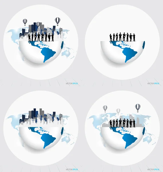 Globe and building with businessman, can use for business concep — Stockvector