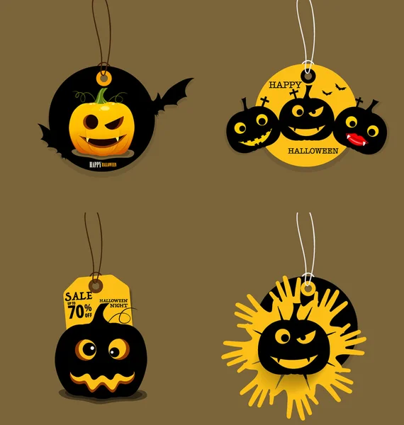 Feliz Halloween. Venta Cupón, cupón y etiqueta. Vector illustrati — Archivo Imágenes Vectoriales