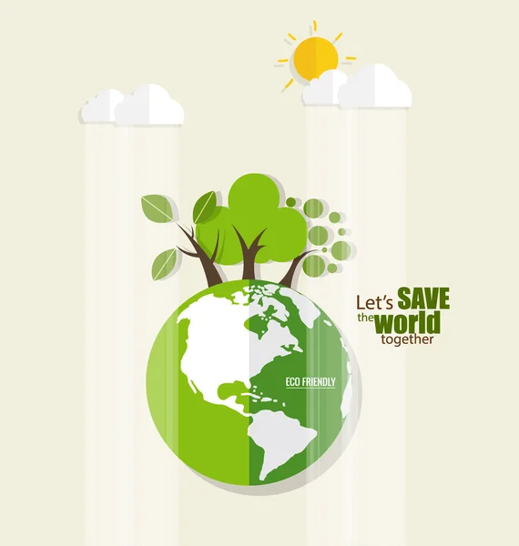 Przyjazne środowisku. Ekologia koncepcja z ziemi Eco Green i drzew. Ve — Wektor stockowy