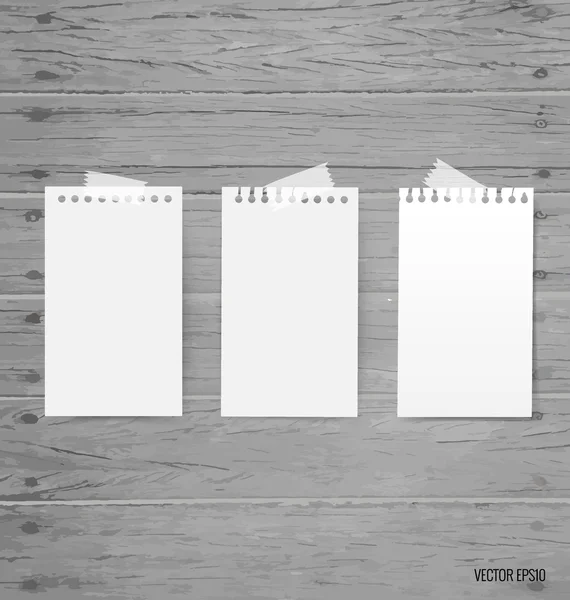 Lege witte Opmerking papers, klaar voor uw bericht. Vector illustra — Stockvector