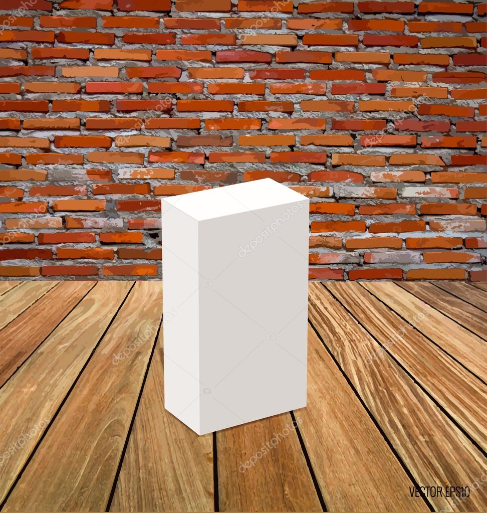 Download Blank white box mock up on wood background. Vector ...