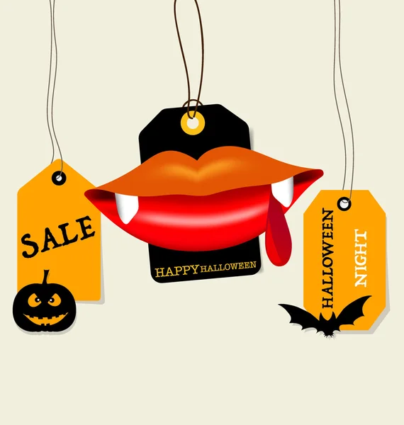 Feliz Halloween. Venta Cupón, cupón y etiqueta. Vector illustrati — Archivo Imágenes Vectoriales