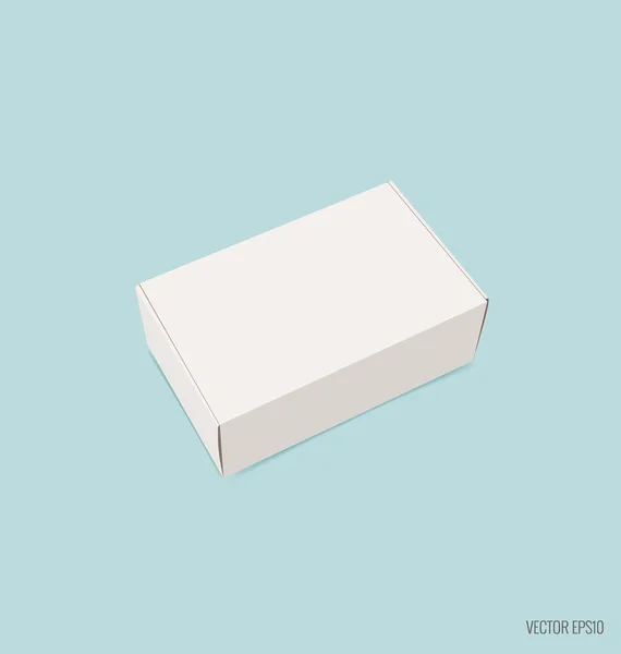 空白の白いボックスを青い背景のモックアップ。ベクトル図. — ストックベクタ
