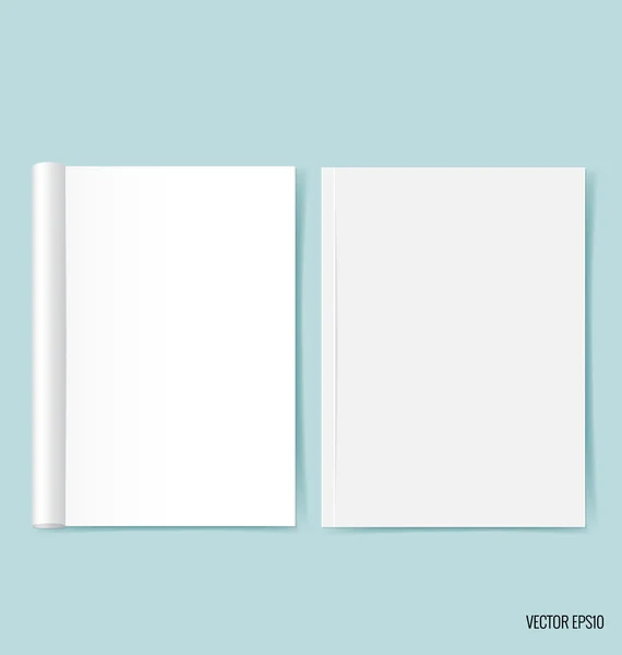 Lege catalogus, tijdschriften, boeken mock up op blauwe achtergrond. Vector — Stockvector