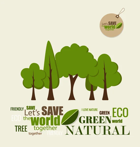 Eco Friendly. Ecologie concept met boom achtergrond. Vector illus — Stockvector