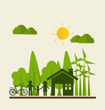 Çevre Dostu. Yeşil Eco dünya ve ağaçları ile ekoloji kavramı. Ve