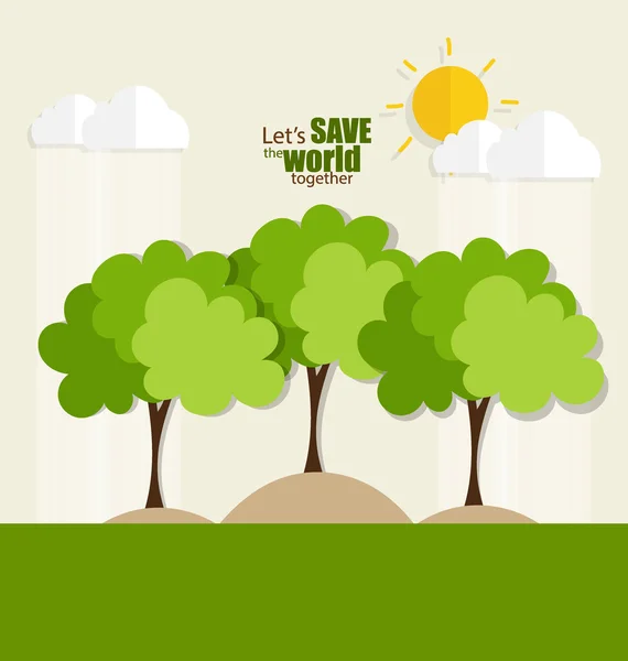 ECO AMIGO. Concepto de ecología con fondo de árbol. Vector illus — Archivo Imágenes Vectoriales