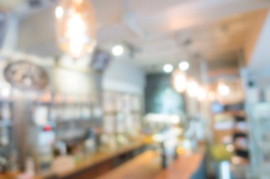 Kafenin arka planı bulanık. .