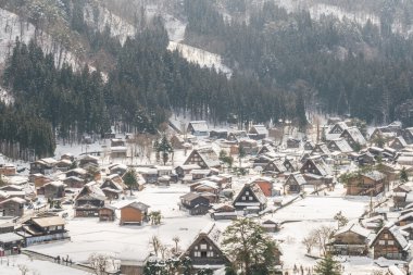 Shirakawago kış kar düşüyor, Japonya ile