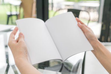 Tablo üzerinde eller açık kitap .