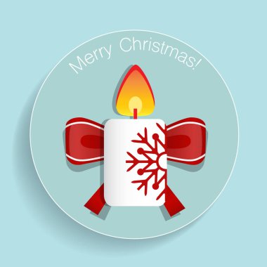 Mum ile Noel tebrik kartı. Vektör çizim.