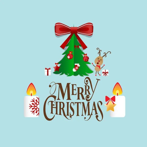 Tarjeta de felicitación de Navidad con árbol de Navidad y decora de Navidad — Vector de stock