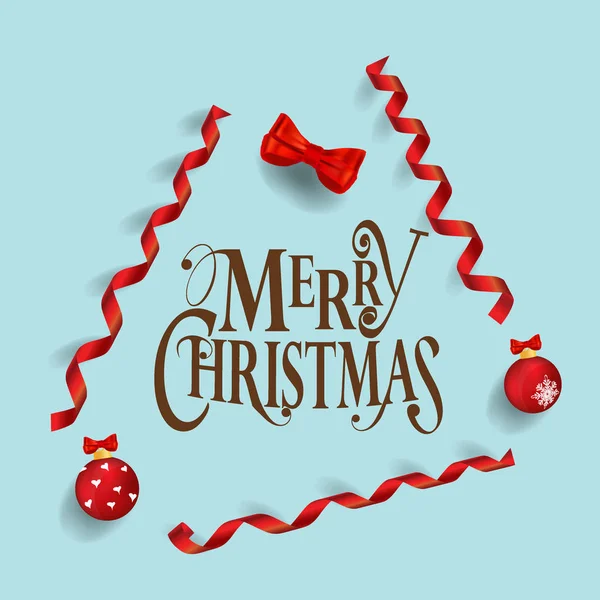 Christmas wenskaart met Merry Christmas belettering, vector — Stockvector