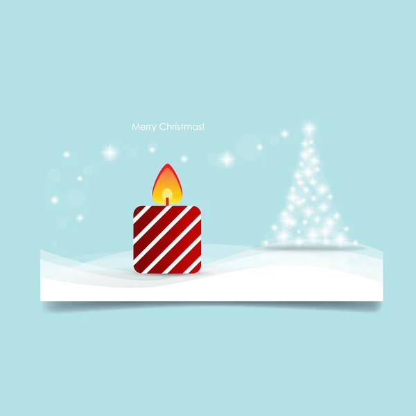 Christmas wenskaart met kerstboom en kaars. Vector ik — Stockvector