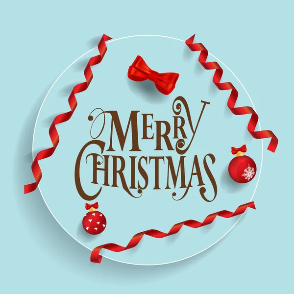 Christmas Greeting Card with Merry Christmas lettering, vector i — Stock Vector