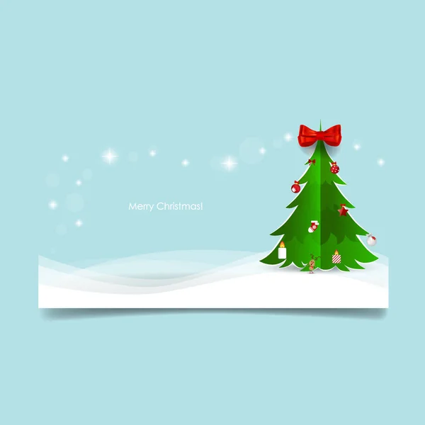 Tarjeta de felicitación de Navidad con árbol de Navidad. Ilustración vectorial — Vector de stock