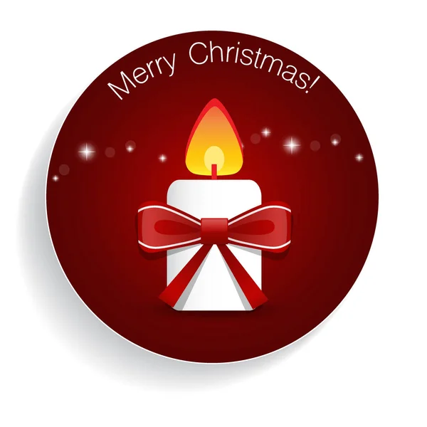 Χριστουγεννιάτικη κάρτα με κερί και φιόγκο. Εικονογράφηση διάνυσμα — Διανυσματικό Αρχείο