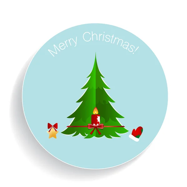 Χριστούγεννα ευχετήρια κάρτα με το χριστουγεννιάτικο δέντρο. εικονογράφηση φορέας — Διανυσματικό Αρχείο