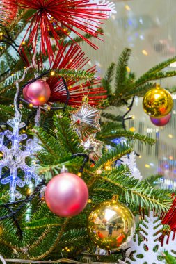 Tatlı Noel ağacı süslemeleri arka plan (Filtered IMAG