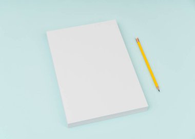 Boş afiş poster, broşür mockup, A4, bize-mektup, kalem ile  