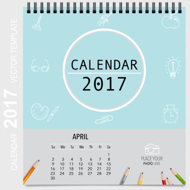 2017 takvim planlayıcısı vektör tasarım, aylık takvim şablonu f