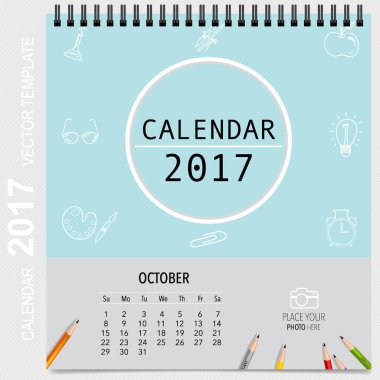 2017 takvim planlayıcısı vektör tasarım, aylık takvim şablonu f