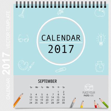 2017 takvim planlayıcısı vektör tasarım, aylık takvim şablonu f