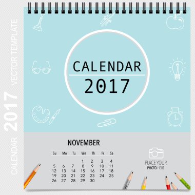 2017 takvim planlayıcısı vektör tasarım, aylık takvim şablonu f