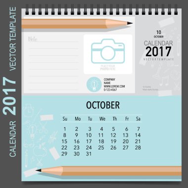 2017 takvim planlayıcısı vektör tasarım, aylık takvim şablonu f