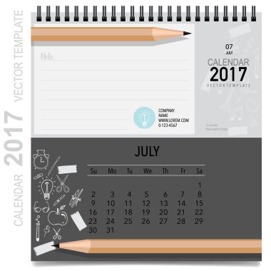 2017 takvim planlayıcısı vektör tasarım, aylık takvim şablonu f