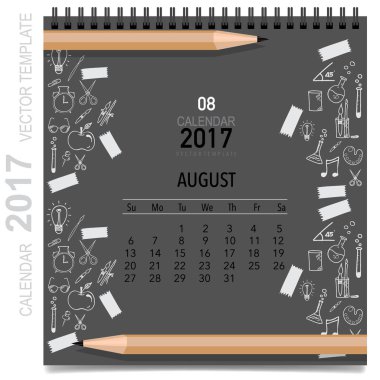 2017 takvim planlayıcısı vektör tasarım, aylık takvim şablonu f