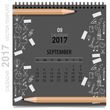 2017 takvim planlayıcısı vektör tasarım, aylık takvim şablonu f