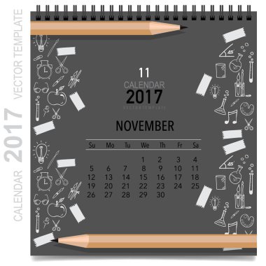 2017 takvim planlayıcısı vektör tasarım, aylık takvim şablonu f