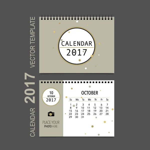 2017 Planificador de calendario de diseño de vectores, plantilla de calendario mensual f — Vector de stock