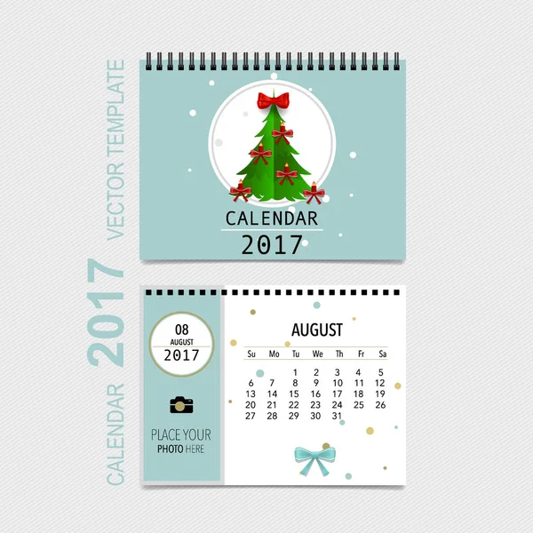 Conception vectorielle du planificateur de calendrier 2017, modèle de calendrier mensuel f — Image vectorielle