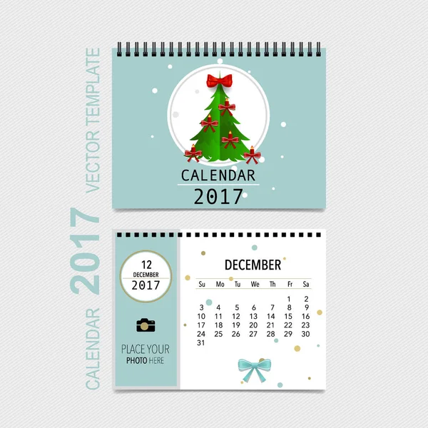 2017 Planificador de calendario de diseño de vectores, plantilla de calendario mensual f — Vector de stock