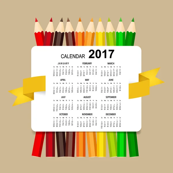 2017 Calendar planner, vector design template. Set of 12 months. — Stock Vector