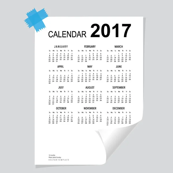 2017 캘린더 도우미, 벡터 디자인 서식 파일입니다. 12 개월의 세트. — 스톡 벡터